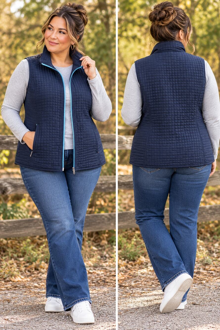 Avenue 18/20 Navy Quilted Vest Gorpcore Athleisure Outdoor Plus Size
